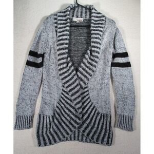I'm In Love With Derek‎ Women's Sweater Cardigan Gray Black Stripe Size Med